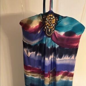 Eyelash Multicolor Dress with Beaded Detail